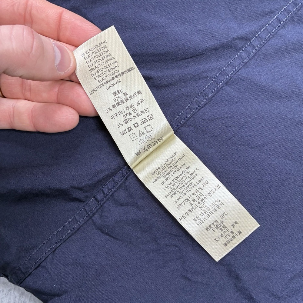 Burberry Brit Shirt Men's M Navy Blue Nova Check Flip Cuff Long Sleeve Button Up - Picture 13 of 15